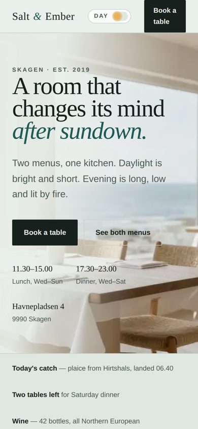 Salt & Ember, mobile
